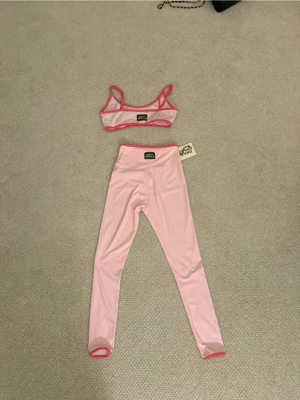 Daily Drills Pink Two-Piece Active Set - Crop Top & High-Waist Leggings